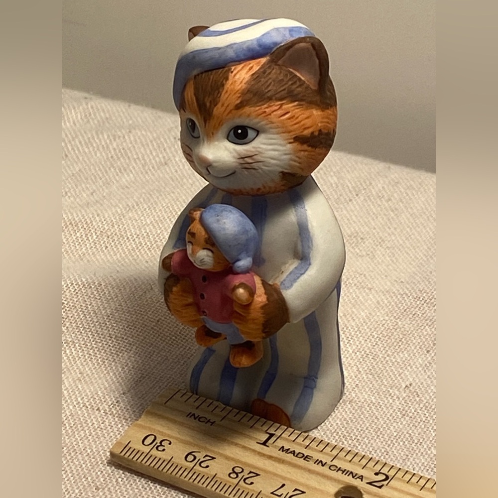 90s cat figurine Bronson Collectibles Cat in Pajamas kitty teddybear vintage cat - Picture 9 of 15